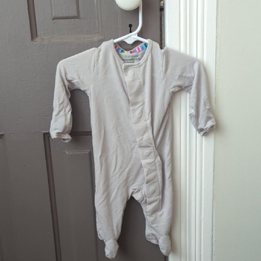Magnetic Me Gray Footie One Piece with Soft Fabric